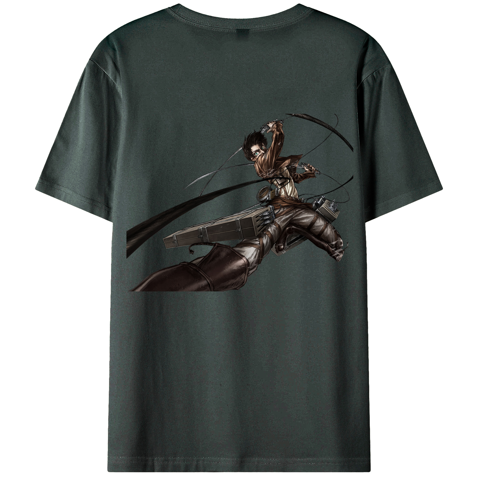 （画像用） 進撃の巨人 エレン･イェーガー Attack on Titan Eren Jäger 綿100％ メンズ半袖Tシャツ（バックプリント） 通気性